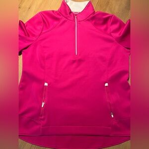 ZERO RESTRICTION SOPHIA QUARTER ZIP GOLF TOP PINK WITH GRAY ACCENTS